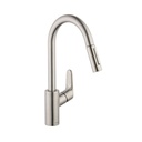 Hansgrohe 04505800 Focus HighArc Pull Down Kitchen Faucet Steel Optik