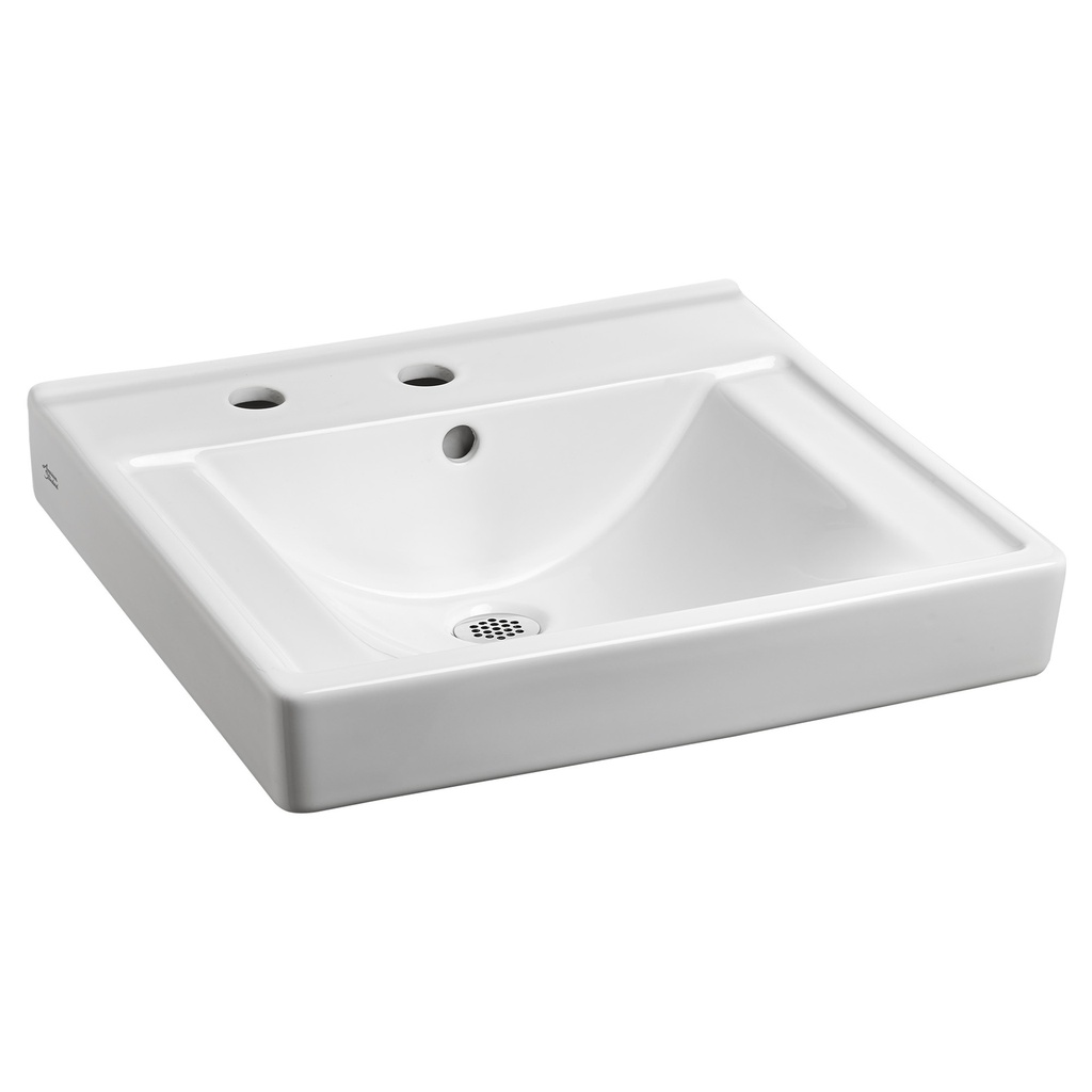 American Standard 9024021EC.020 Decorum Wall-Hung EverClean Sink with Centre Hole and Soap Dispenser Hole Left White