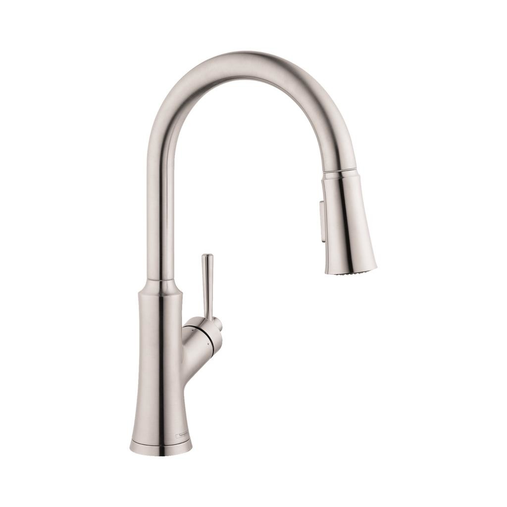 Hansgrohe 04793800 Joleena HighArc Single Handle Pull Down Kitchen Faucet Steel Optic