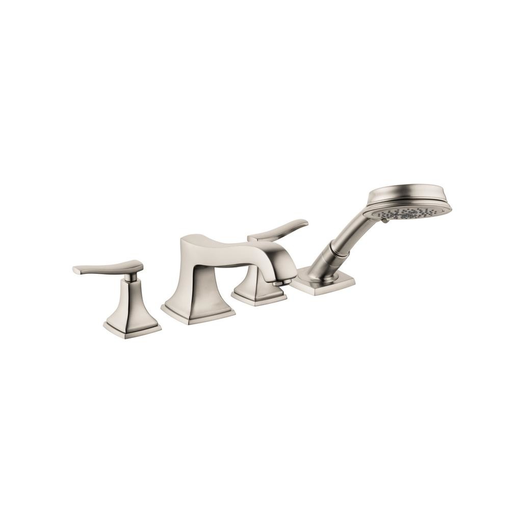 Hansgrohe 31441821 Metropol Classic 4 Hole Roman Tub Set Trim Lever Handles Brushed Nickel