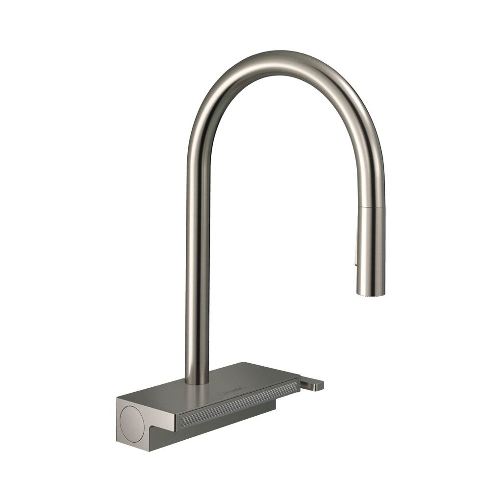 Hansgrohe 73837801 Aquno Select HighArc Pull Down Kitchen Faucet Steel Optic