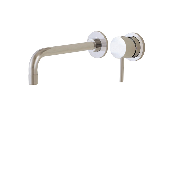 Aquabrass 61029 Volare Straight Wallmount Lavatory Faucet Brushed Nickel