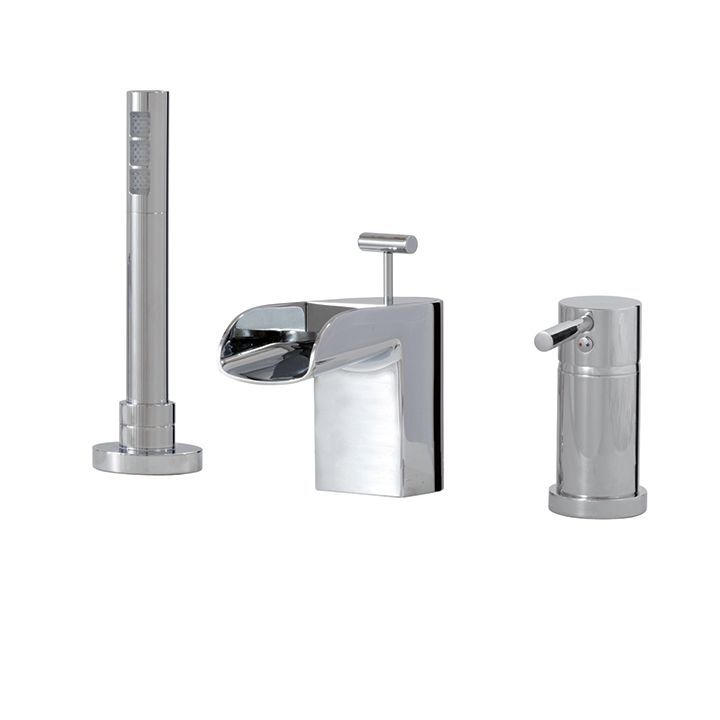 Aquabrass 32013 Loveme 3 Piece Deckmount Tub Filler With Handshower Polished Chrome