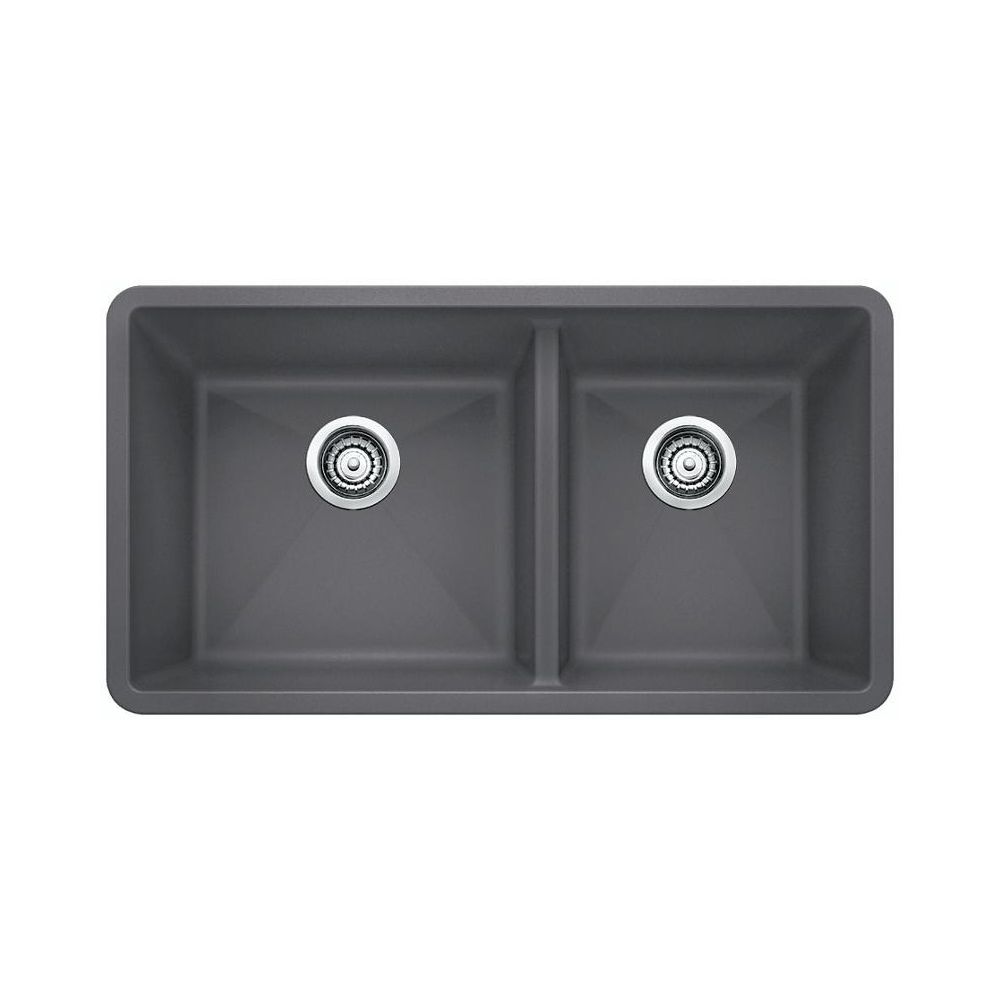 Blanco 401396 Precis U 1.75 Undermount Double Kitchen Sink Cinder