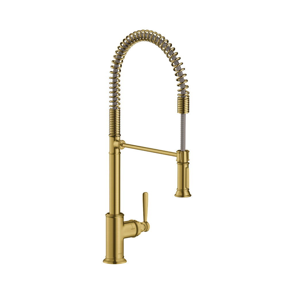 Hansgrohe 16582251 Axor Montreux Semi-Pro 2-Spray Kitchen Faucet Brushed Gold Optic