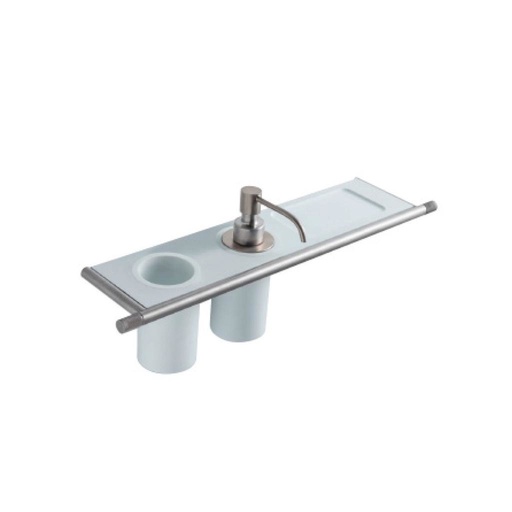 [TRE-8373] Treemme 8373 Wall Mount Shelf With Soap Disp And Tumbler Stainless