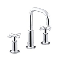 [KOH-14406-3-CP] Kohler 14406-3-CP Purist Widespread Lavatory Faucet With Low Gooseneck Spout And Low Cross Handles