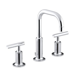 [KOH-14406-4-CP] Kohler 14406-4-CP Purist Widespread Lavatory Faucet With Low Gooseneck Spout And Low Lever Handles Chrome