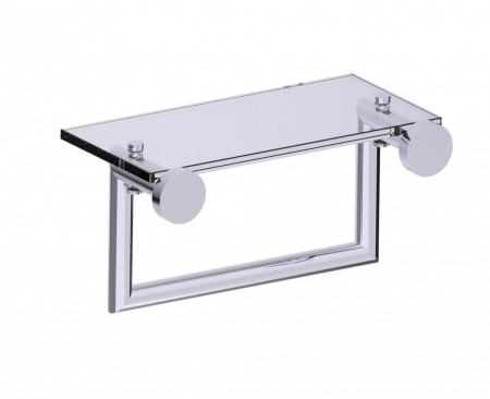 [KART-144676SB-81] Kartners 144676SB-81 OSLO 10" Glass Shelf w/ Towel Rail Solid Back- Brushed Nickel