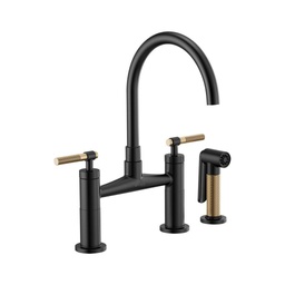 [BRI-62543LF-BLGL] Brizo 62543LF Litze Bridge Faucet Knurled Handle Luxe Gold Matte Black