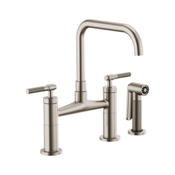 [BRI-62553LF-SS] Brizo 62553LF Litze Bridge Faucet Square Spout Knurled Handle Stainless