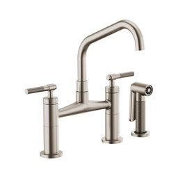 [BRI-62563LF-SS] Brizo 62563LF Litze Bridge Faucet Angled Spout Knurled Handle Stainless