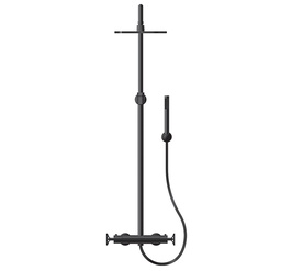 [CAB-CA61442275] Cabano CA61442275 Blacksmith Thermostatic Shower Column With Rain Head And Hand Spray PVD Matt Black