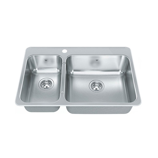 [KIN-QCLA2031L-8-1] Kindred QCLA2031L-8-1 Double Bowl Combination 20 Gauge 1 Faucet Hole