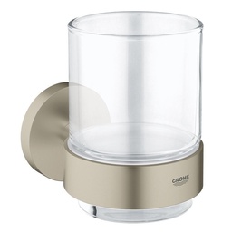 [GRO-40447EN1] Grohe 40447EN1 Essentials Crystal Glass With Holder Brushed Nickel