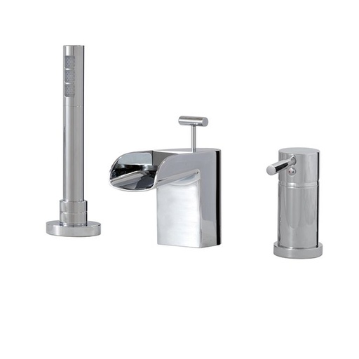 [AQB-32013PC] Aquabrass 32013 Loveme 3 Piece Deckmount Tub Filler With Handshower Polished Chrome