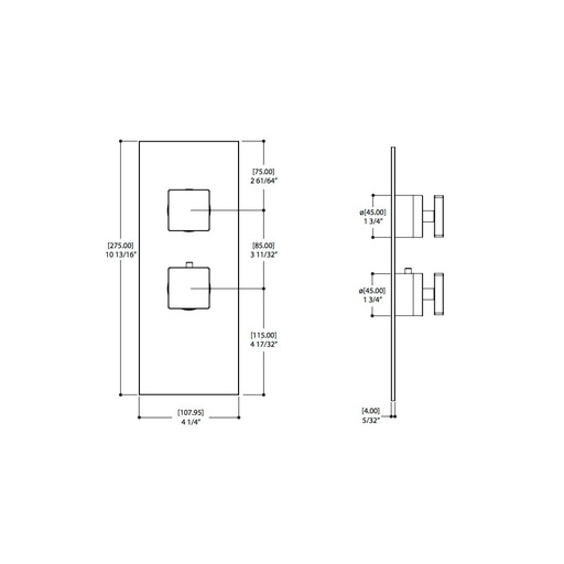 [AQB-S3195BN] Aquabrass S3195 Square Trim Set For 1/2 Thermostatic Valve 12001 Brushed Nickel