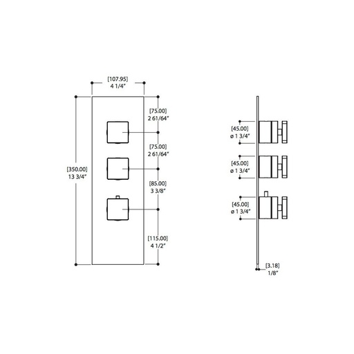 [AQB-S3295BN] Aquabrass S3295 Square Trim Set For 12002 1/2 And 3002 And 3/4 Thermostatic Valves Brushed Nickel