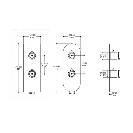 [AQB-R9395BN] Aquabrass R9395 Trim Set For 12123 1/2 Thermostatic Valve 3 Way 1 Function At A Time Brushed Nickel